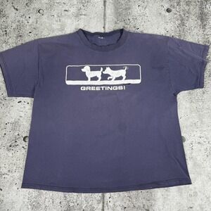 Cartoon Dog Greetings Humor Graphic Shirt Mens Large Funny Novelty Faded